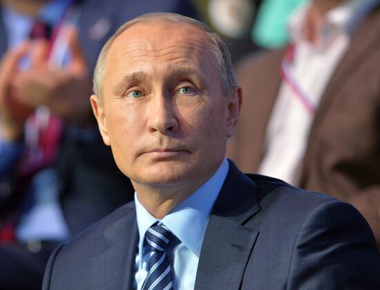 Russian President Vladimir Putin attends concluding meeting of Russian Popular Front’s interregional forum