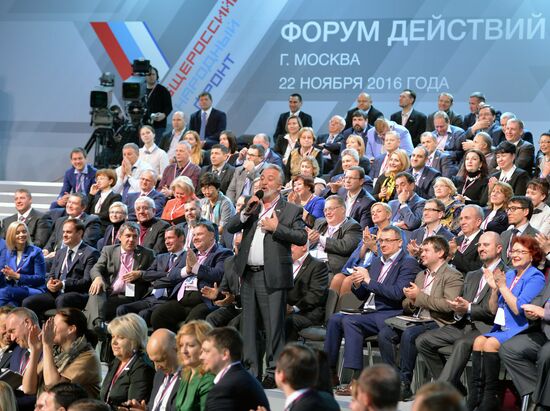 Russian President Vladimir Putin attends concluding meeting of Russian Popular Front’s interregional forum
