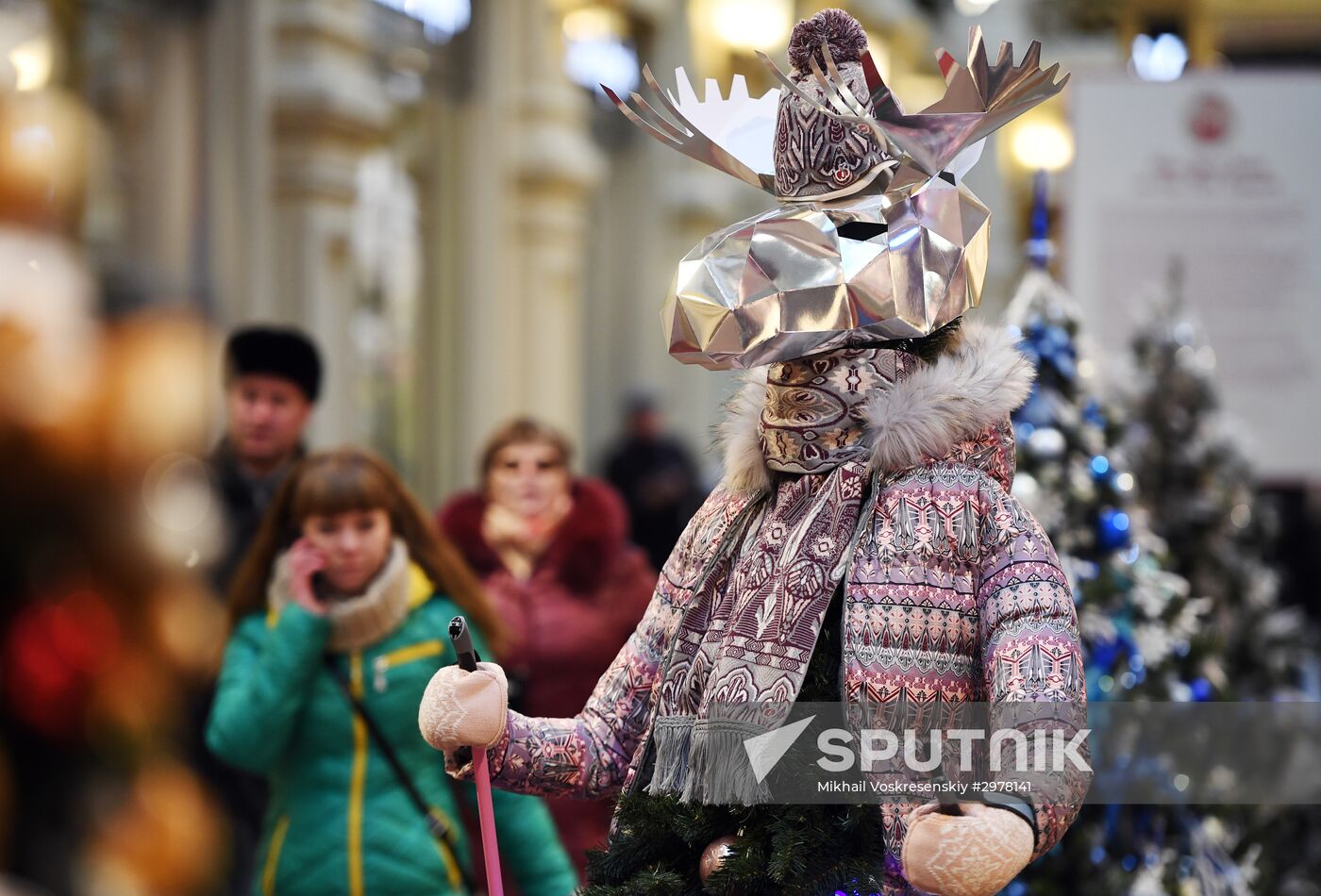 Christmas decorations at GUM department store