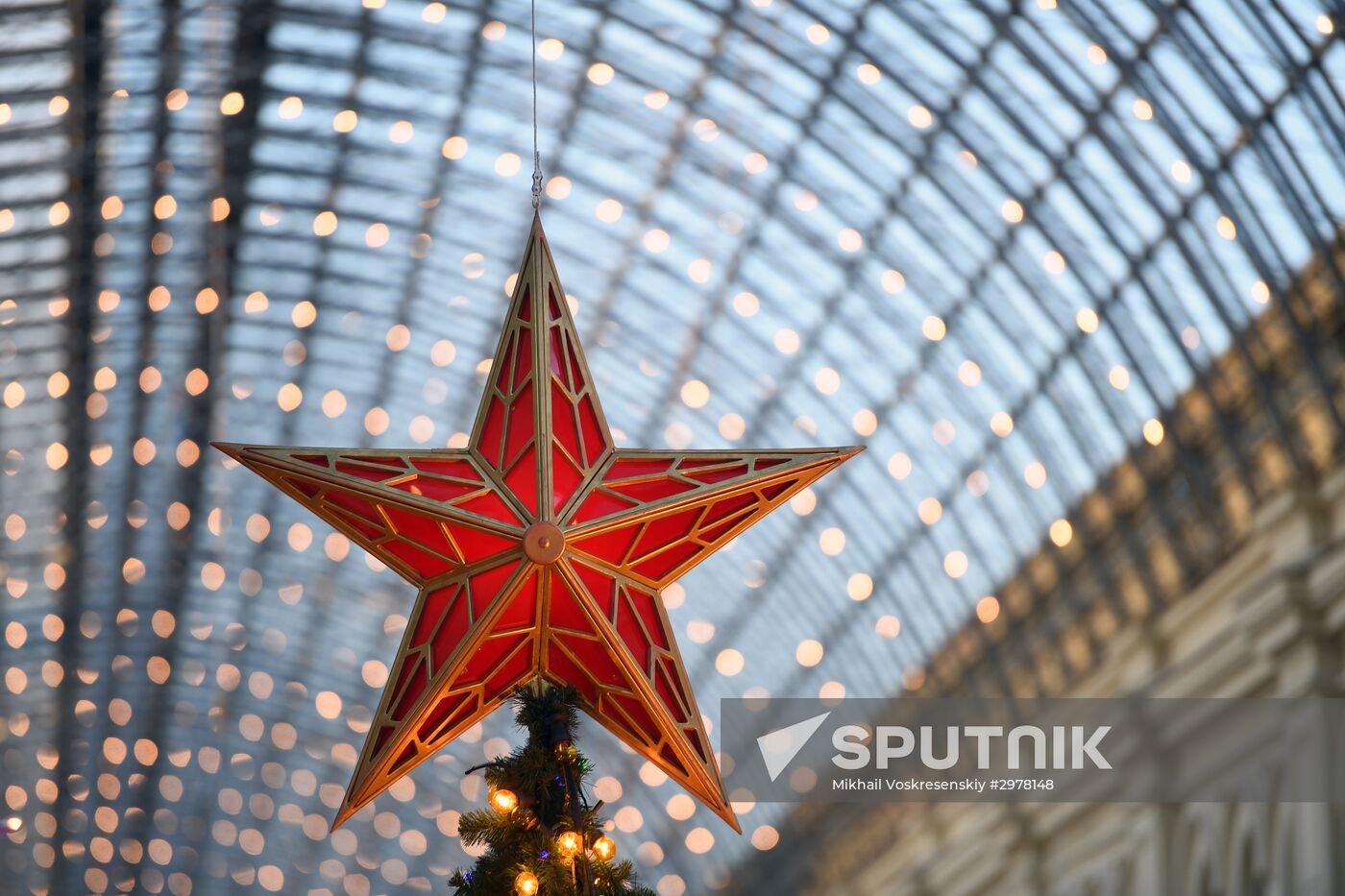 Christmas decorations at GUM department store