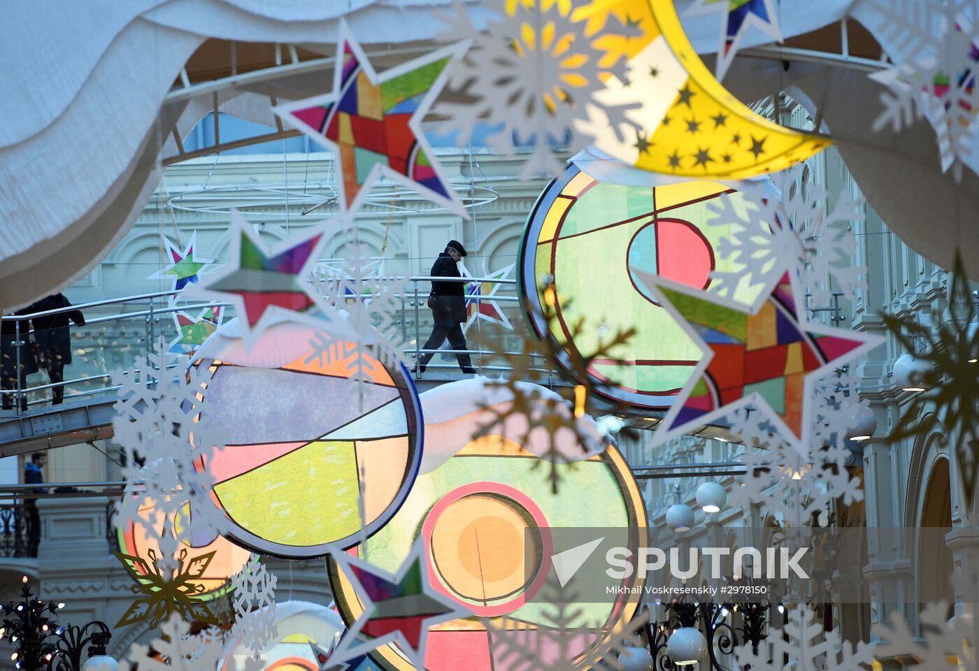 Christmas decorations at GUM department store