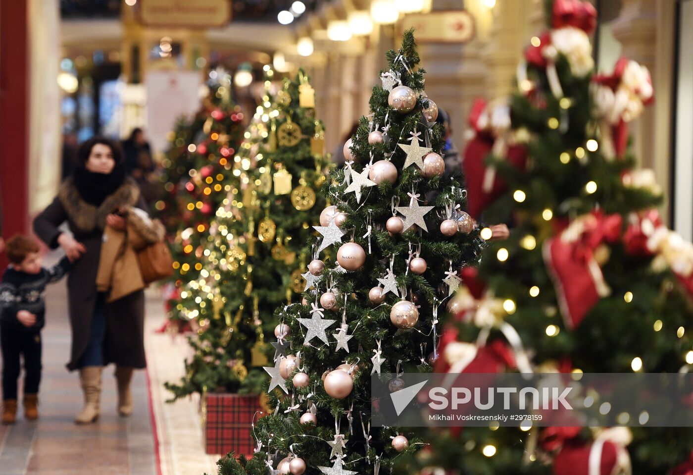 Christmas decorations at GUM department store