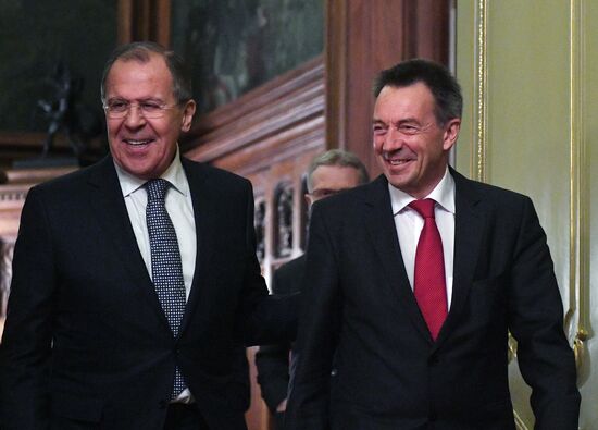 Russian Foreign Minister Sergey Lavrov meets with Peter Maurer, president of the International Committee of the Red Cross