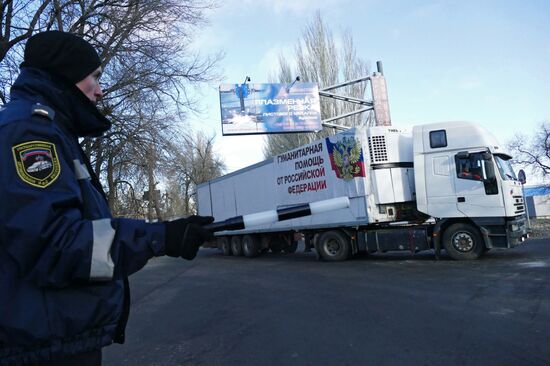 Russia's 58th humanitarian aid convoy arrives in Donetsk
