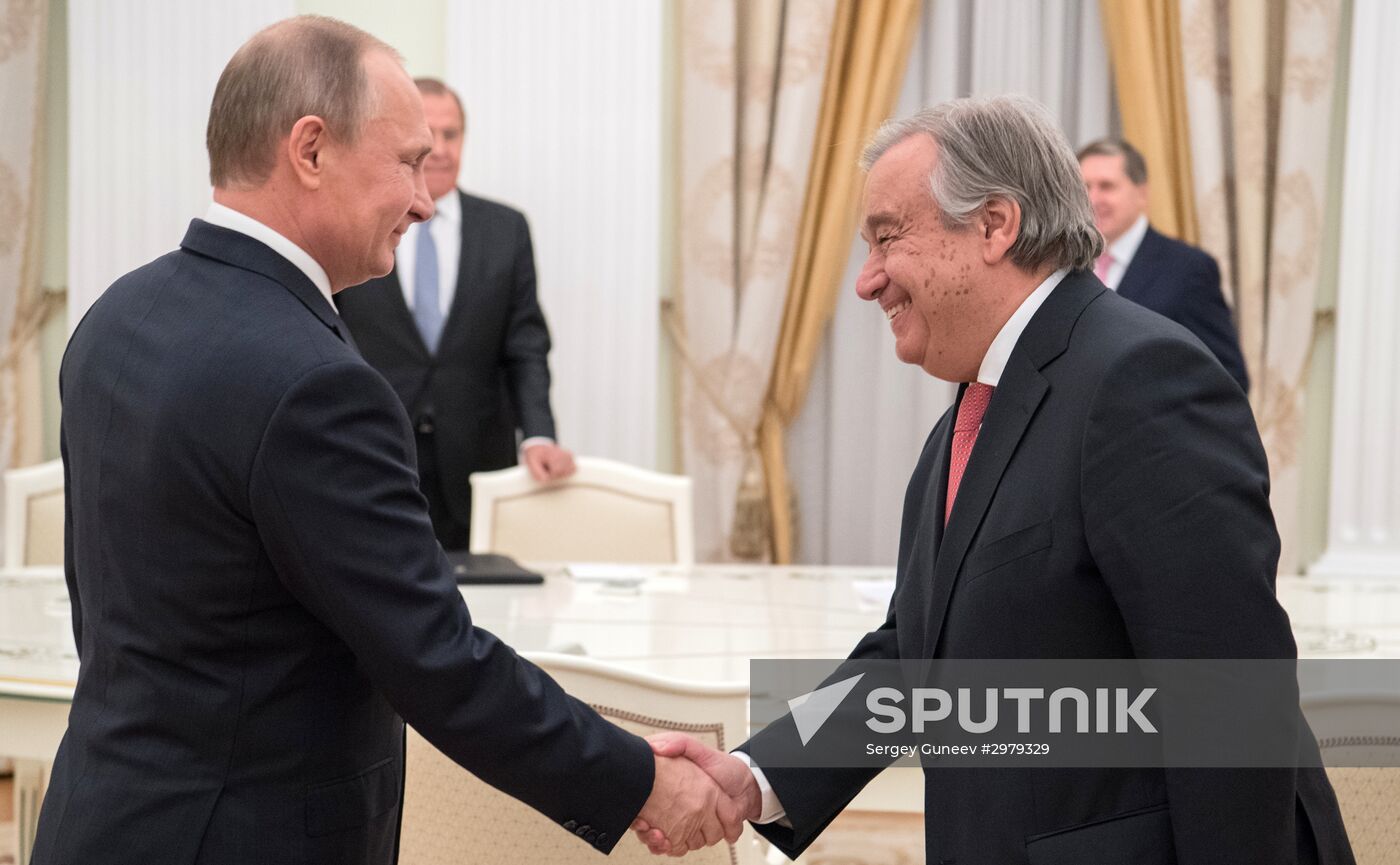 Russian President Vladimir Putin met with newly elect UN secretary general Attonio Guterres