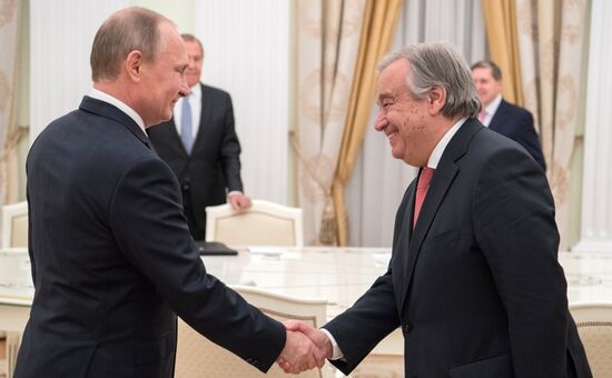 Russian President Vladimir Putin met with newly elect UN secretary general Attonio Guterres