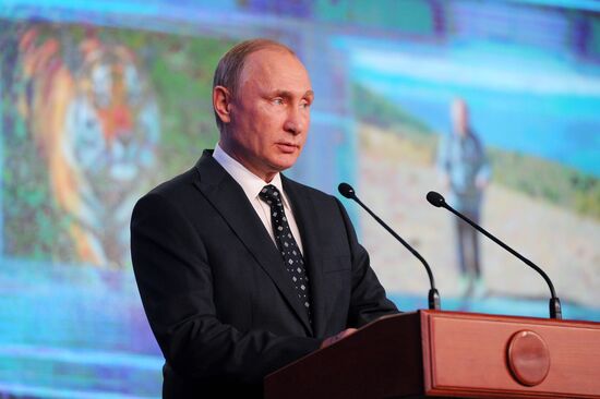 Russian President Vladimir Putin took part in the Russian Geographical Society awarding ceremony