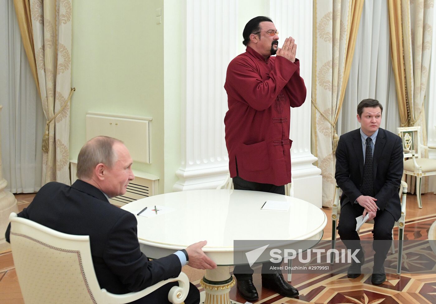 President Vladimir Putin meets with US actor Steven Seagal