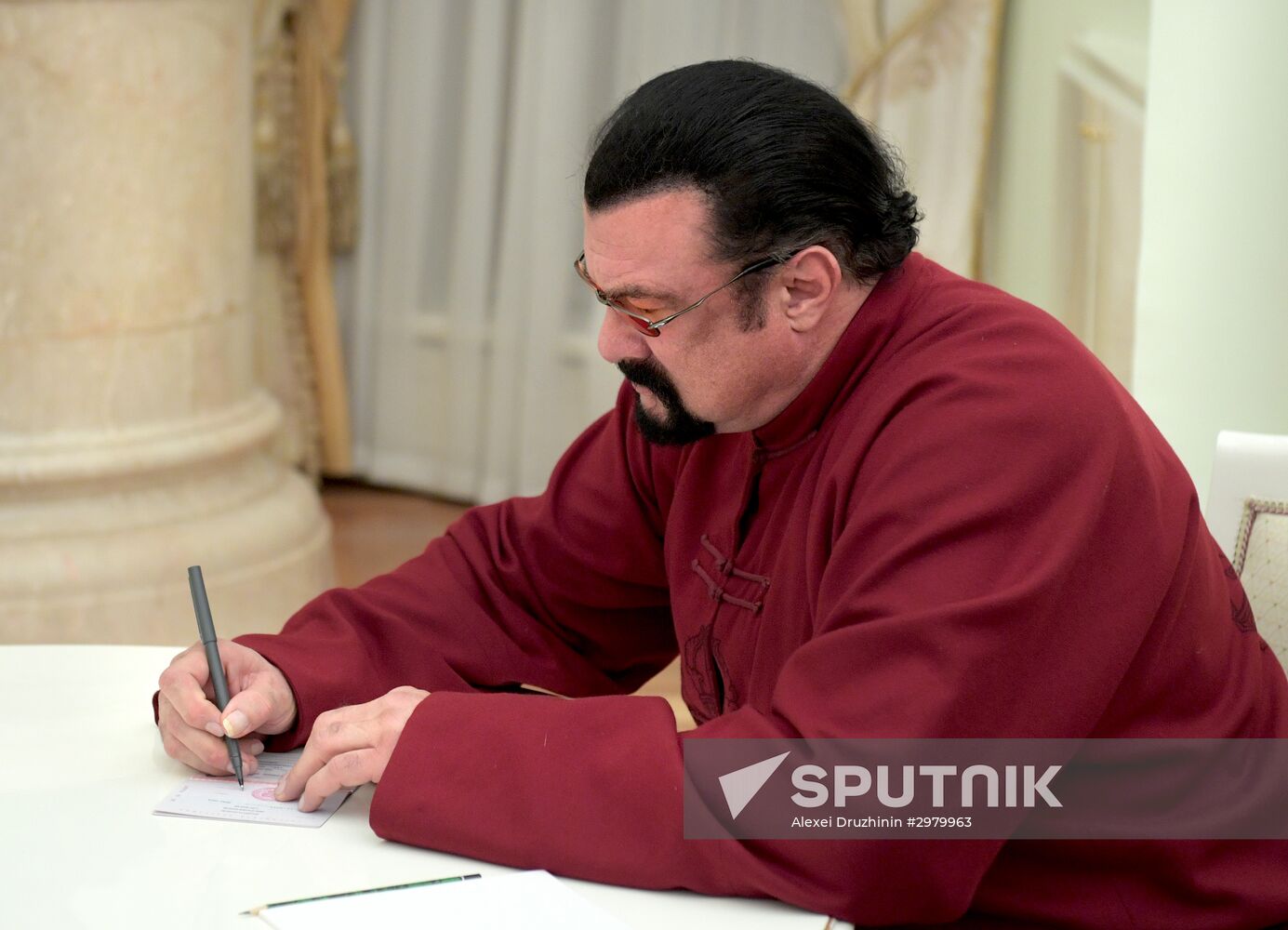 President Vladimir Putin meets with US actor Steven Seagal