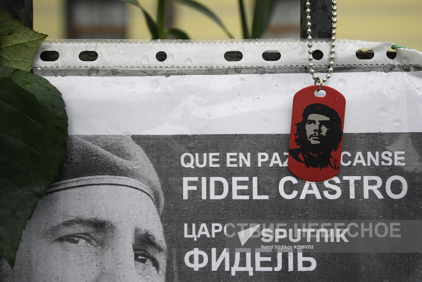 Moscow resident bring flowers to Cuban Embassy in memory of Fidel Castro
