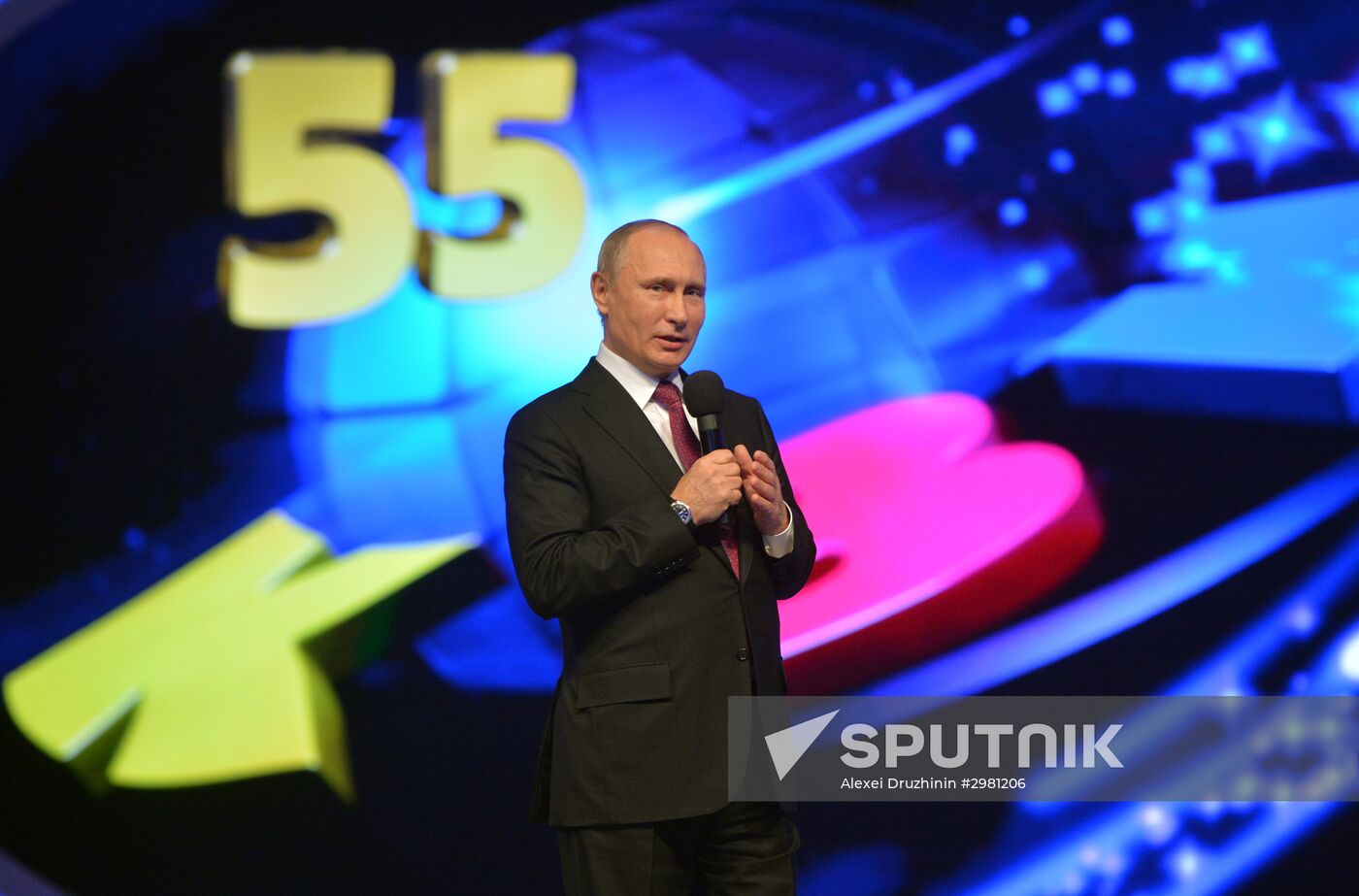Vladimir Putin at anniversary KVN humor TV game show