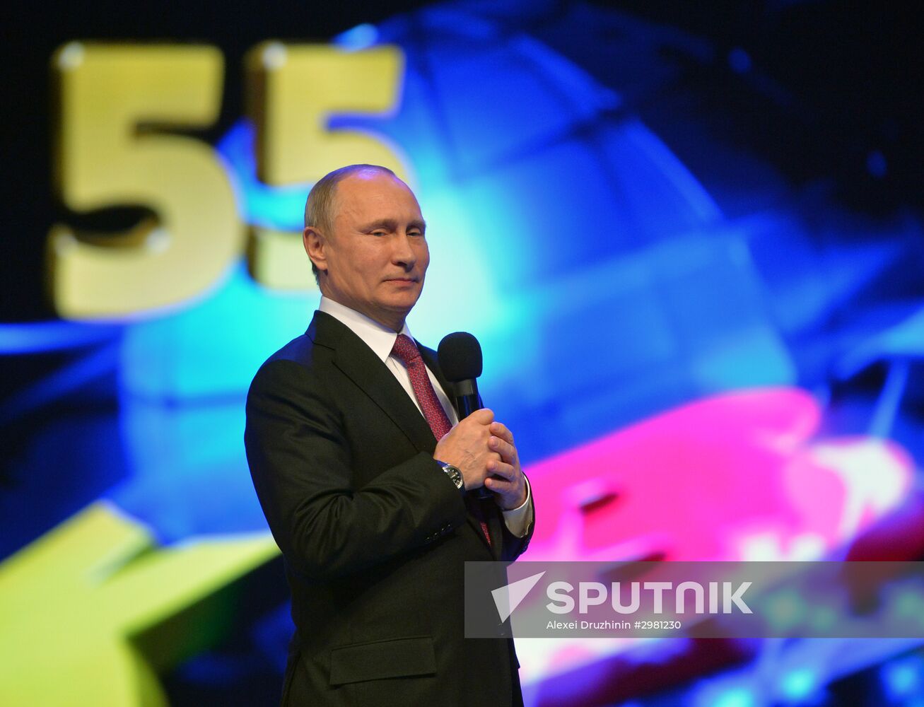 Vladimir Putin at anniversary KVN humor TV game show