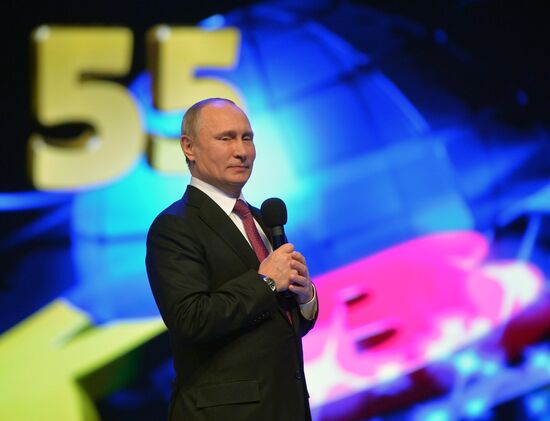 Vladimir Putin at anniversary KVN humor TV game show
