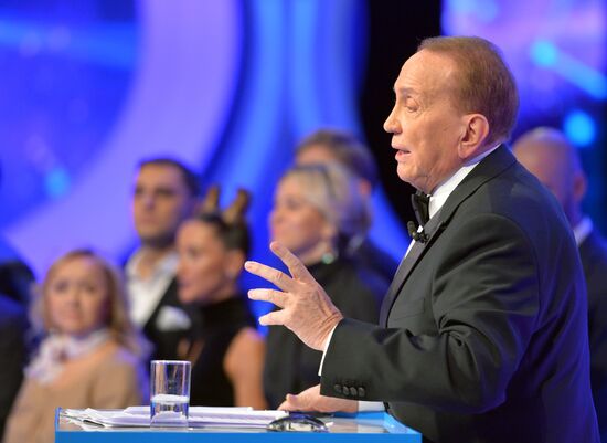 Vladimir Putin at anniversary KVN humor TV game show in Moscow