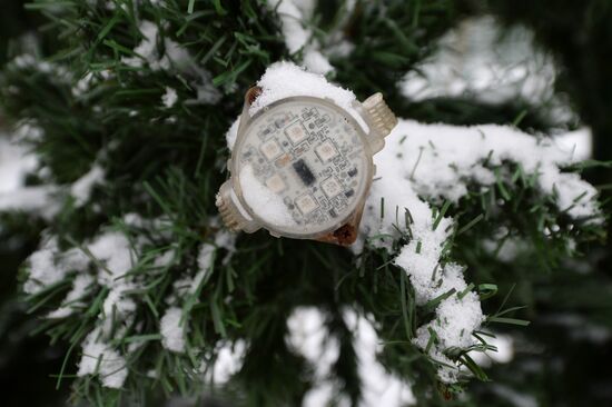 Building Yekaterinburg's main ice sculpture installation on Year 1905 Square