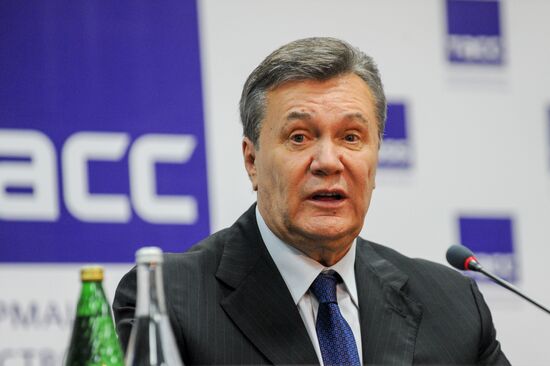 Press conference by former Ukraine's president Viktor Yanukovych in Rostov-on-Don