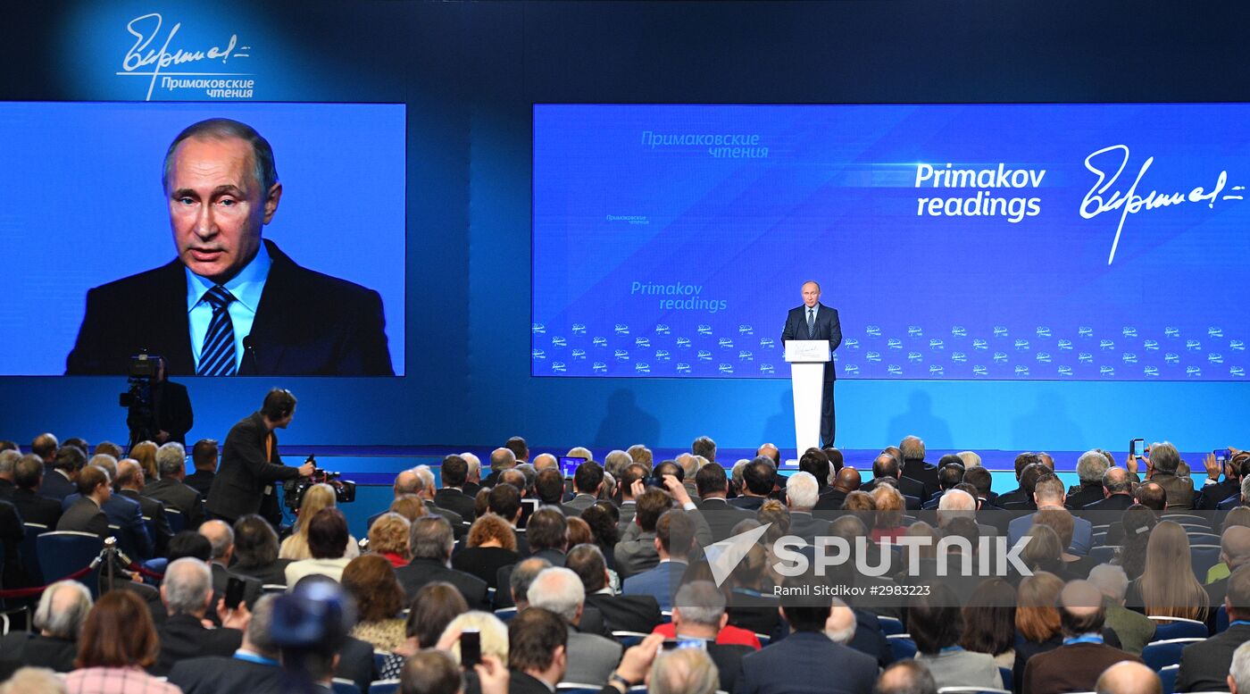 President Putin attends the Primakov Readings International Forum