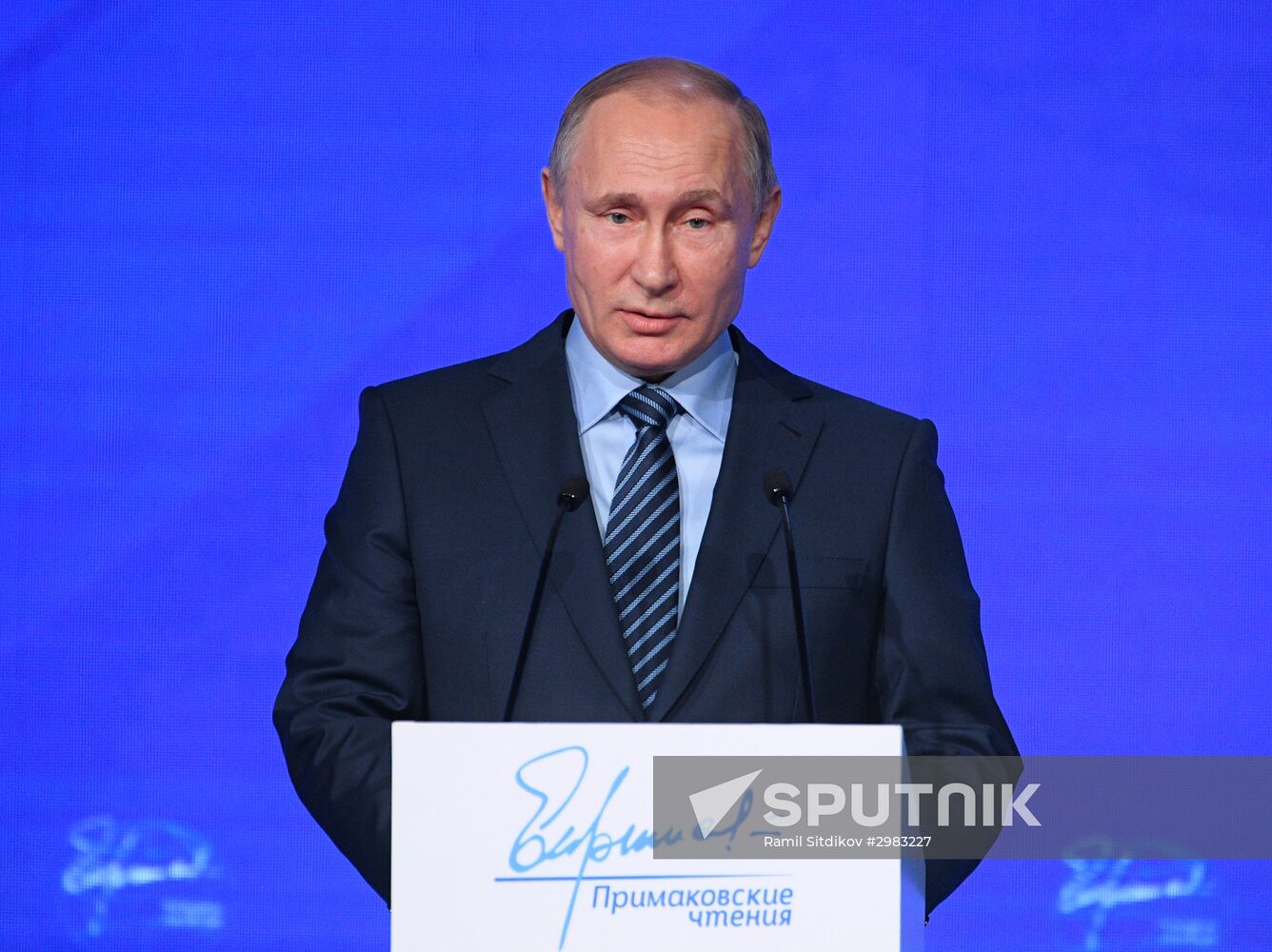 President Vladimir Putin takes part in Primakov Readings International Forum