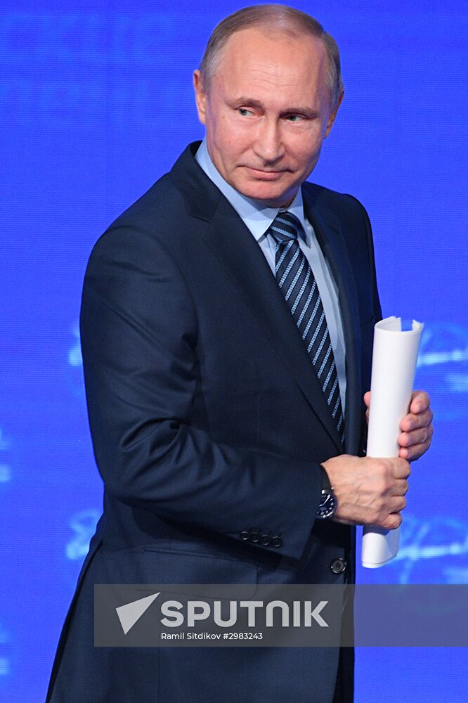 President Vladimir Putin attends Primakov Readings International Forum