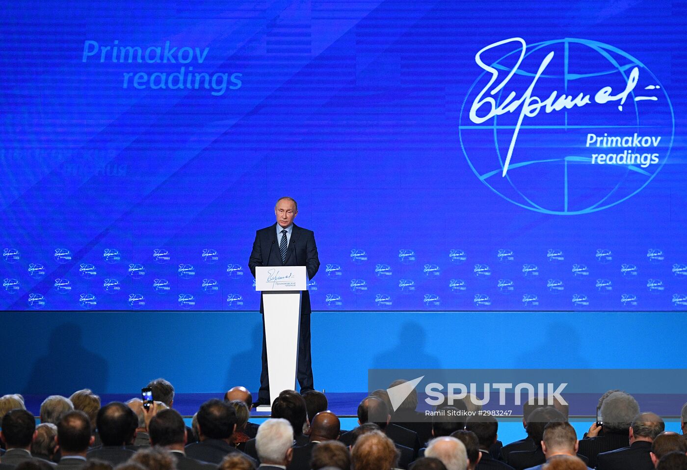President Vladimir Putin attends Primakov Readings International Forum