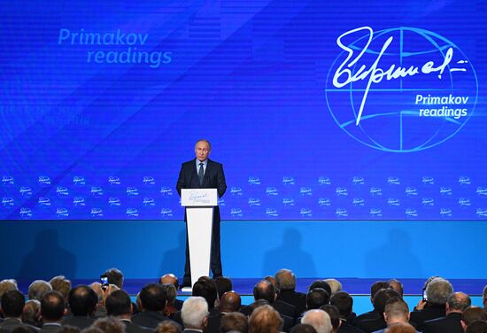 President Vladimir Putin attends Primakov Readings International Forum