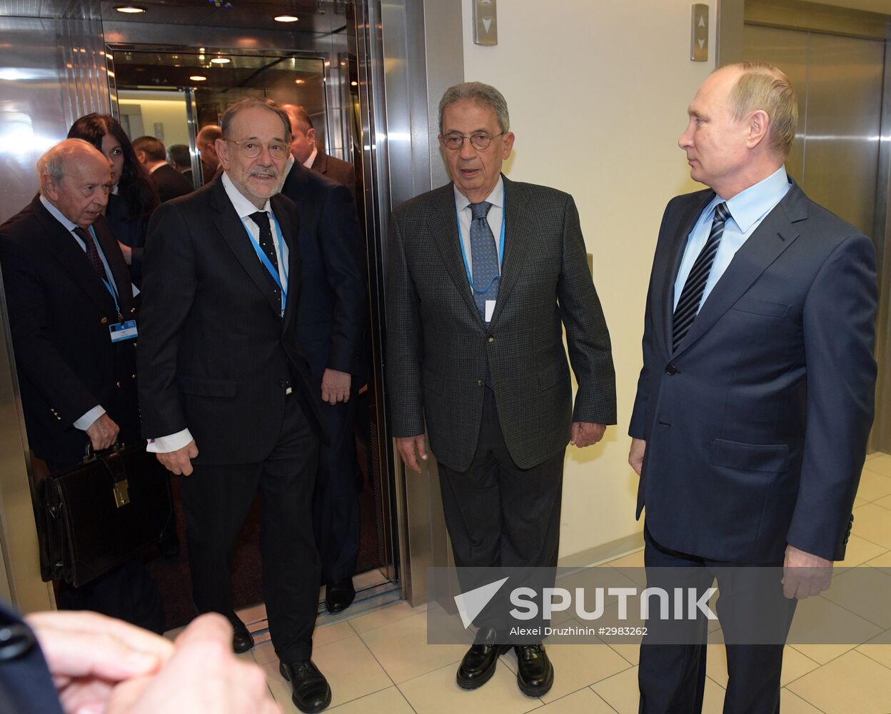 President Vladimir Putin takes part in Primakov Readings International Forum