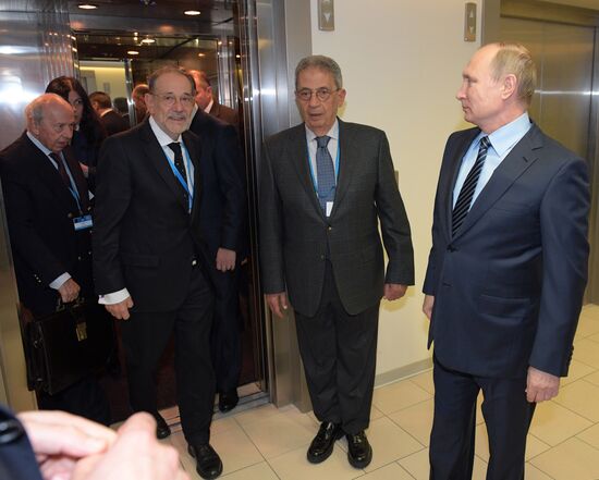 President Vladimir Putin takes part in Primakov Readings International Forum