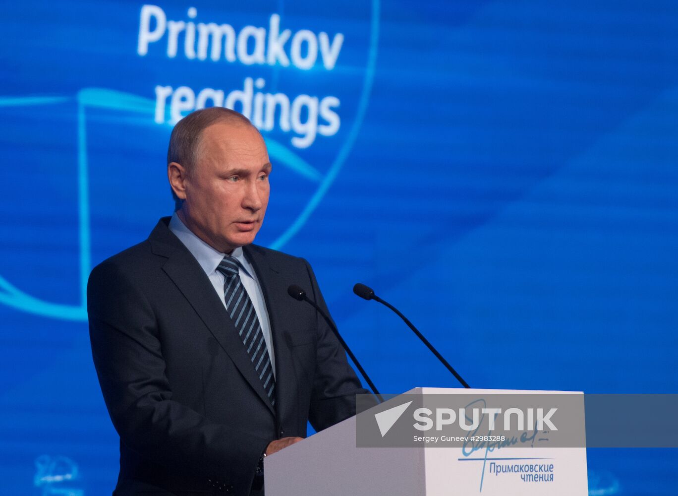 President Vladimir Putin takes part in Primakov Readings International Forum
