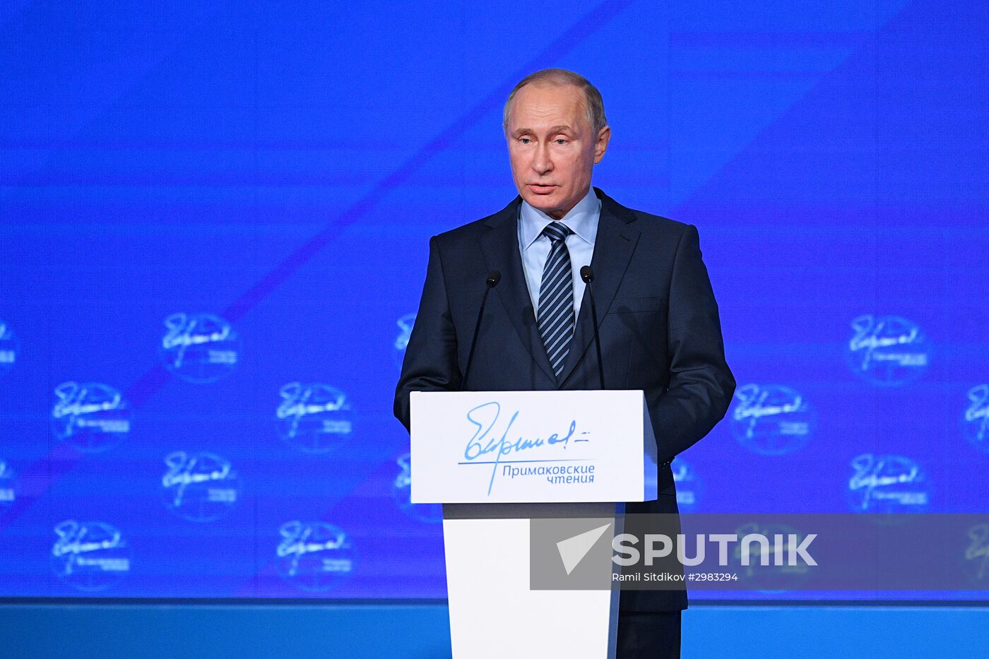 President Vladimir Putin takes part in Primakov Readings International Forum