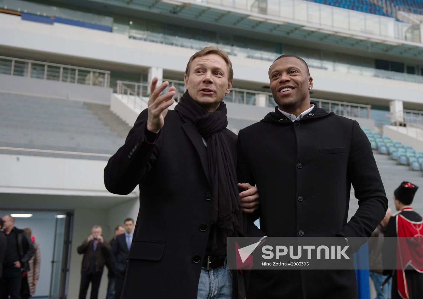 Trophy of FIFA Confederations Cup on display at Fisht Stadium in Sochi