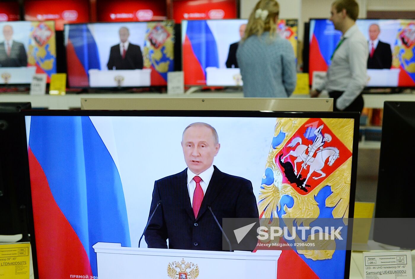 Live broadcast of Vladimir Putin's Annual Presidential Address to the Federal Assembly