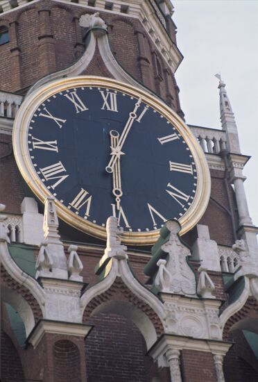 Clock on Moscow Kremlin's Spasskaya Tower