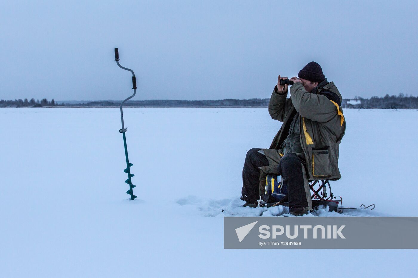 Ice fishing in Karelia