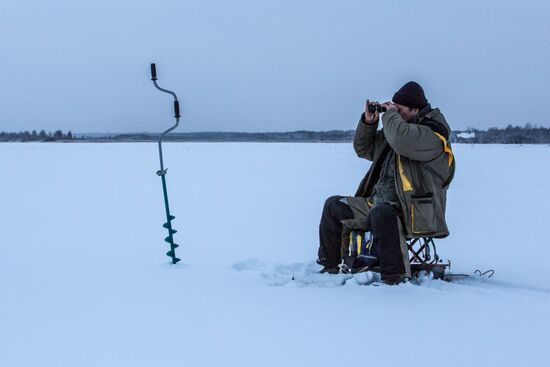 Ice fishing in Karelia