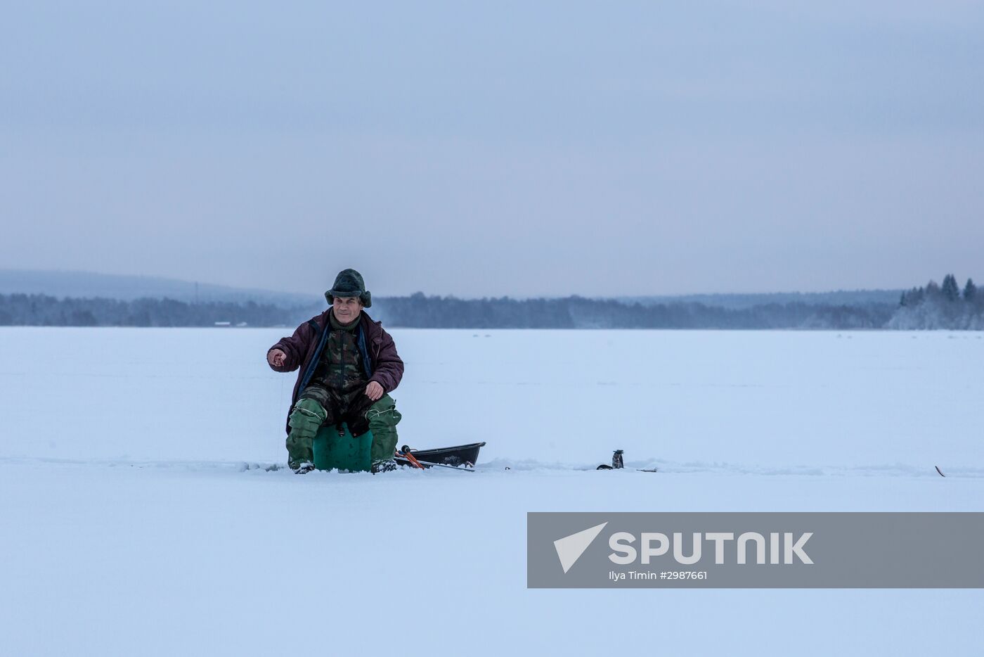 Ice fishing in Karelia