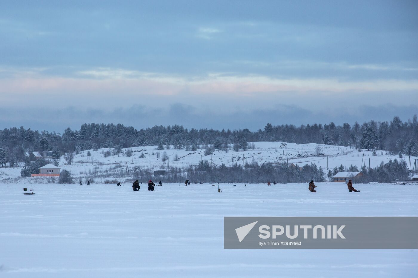 Ice fishing in Karelia