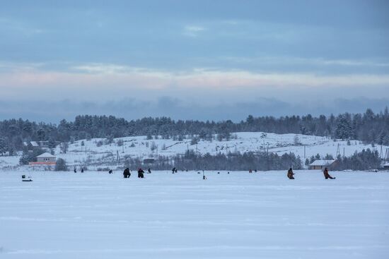 Ice fishing in Karelia