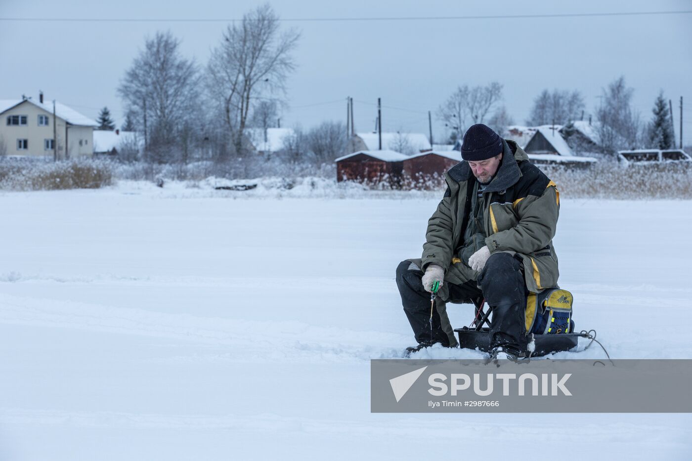 Ice fishing in Karelia