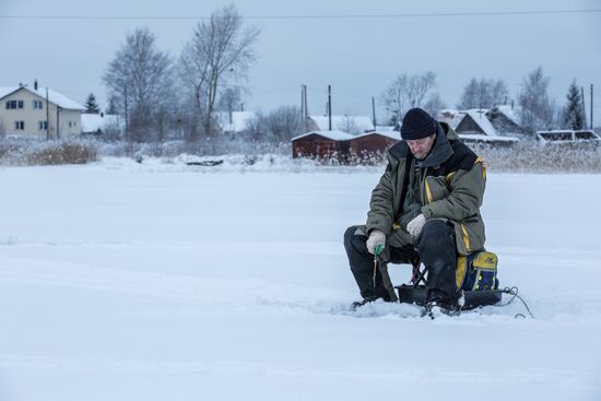 Ice fishing in Karelia
