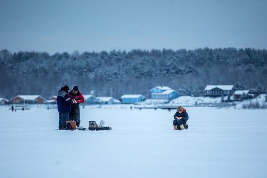 Ice fishing in Karelia