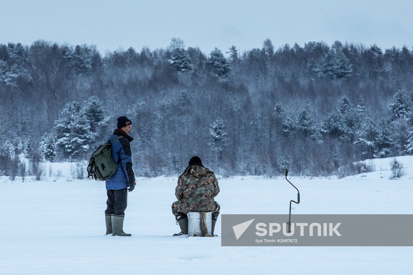 Ice fishing in Karelia