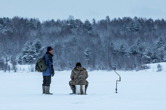 Ice fishing in Karelia