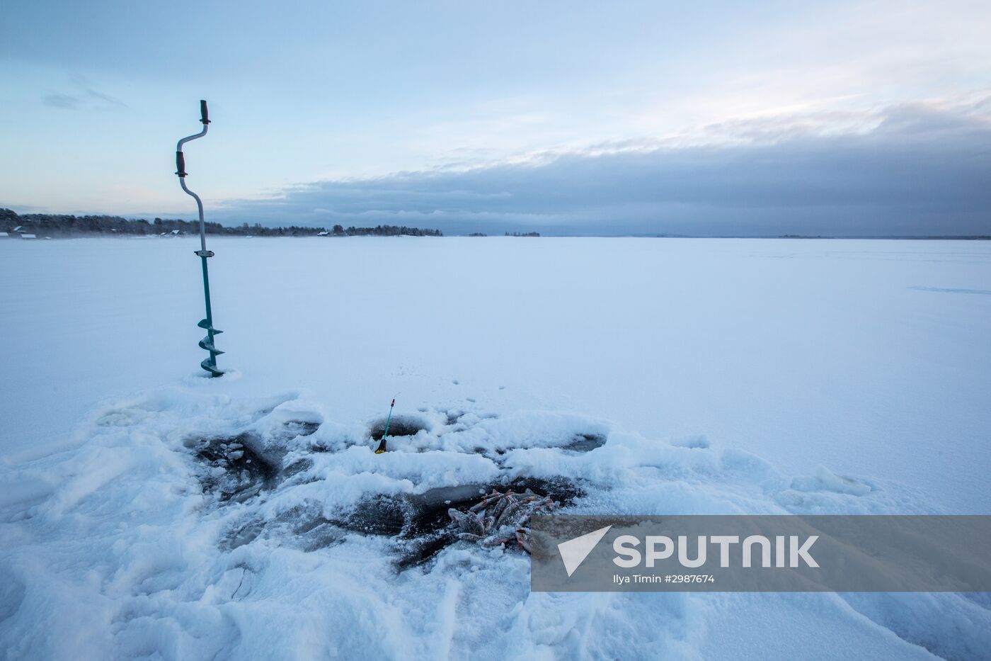 Ice fishing in Karelia