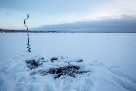 Ice fishing in Karelia