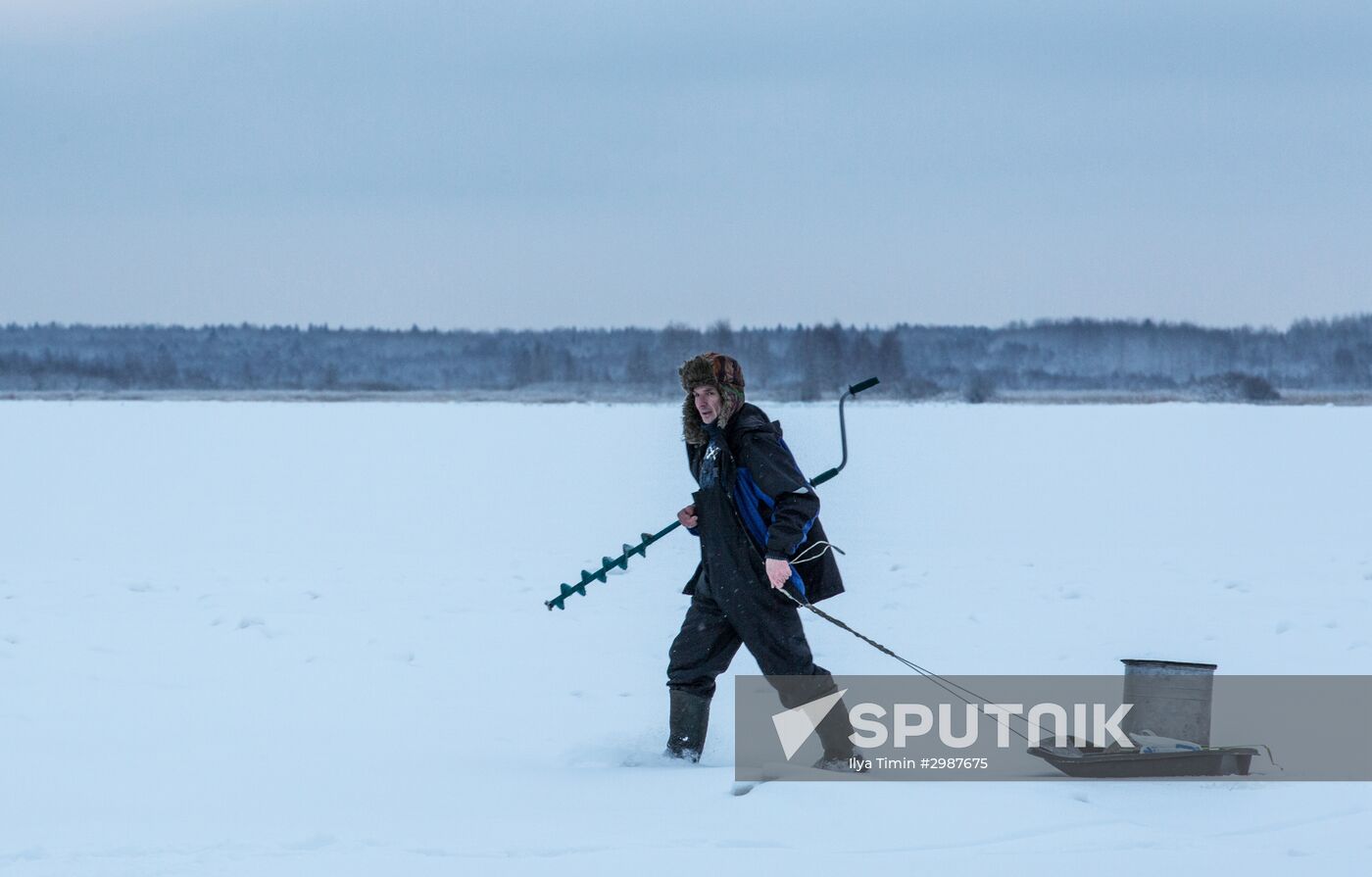 Ice fishing in Karelia