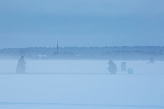 Ice fishing in Karelia