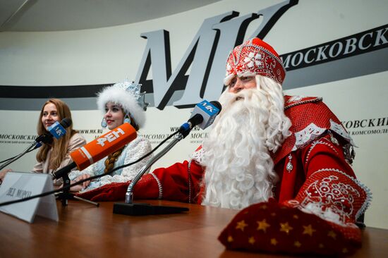 News conference by Father Frost and Snow Maiden