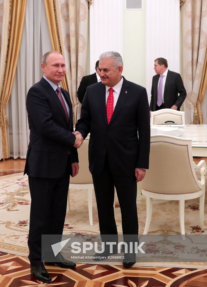 Russian President Vladimir Putin meets with Turkish Prime Minister Binali Yildirim
