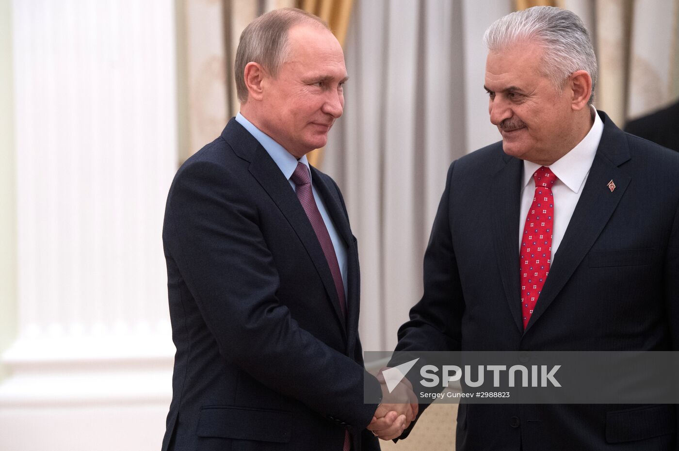 Russian President Vladimir Putin meets with Turkish Prime Minister Binali Yildirim
