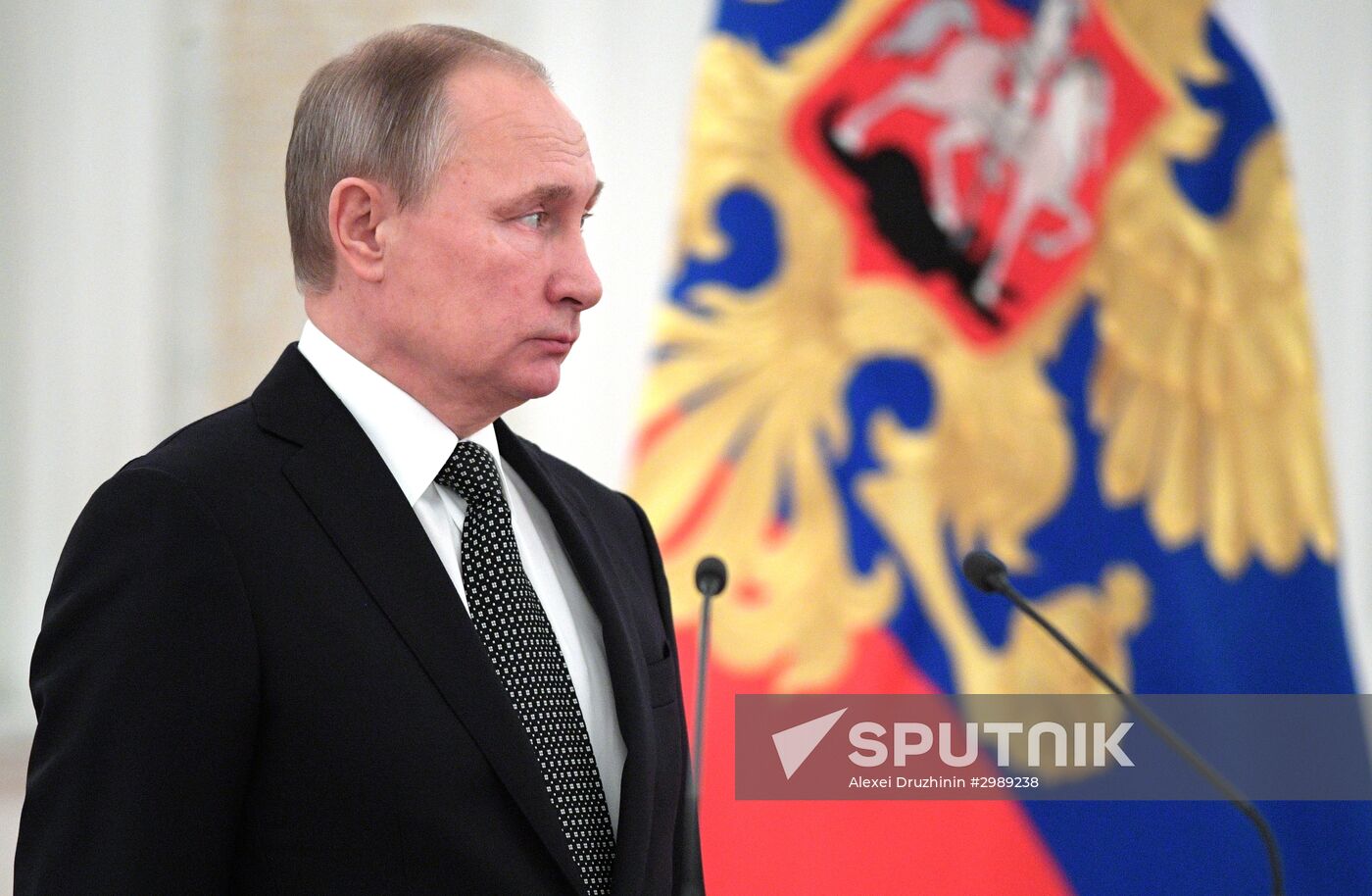 President Vladimir Putin meets with Supreme Officers in Kremlin